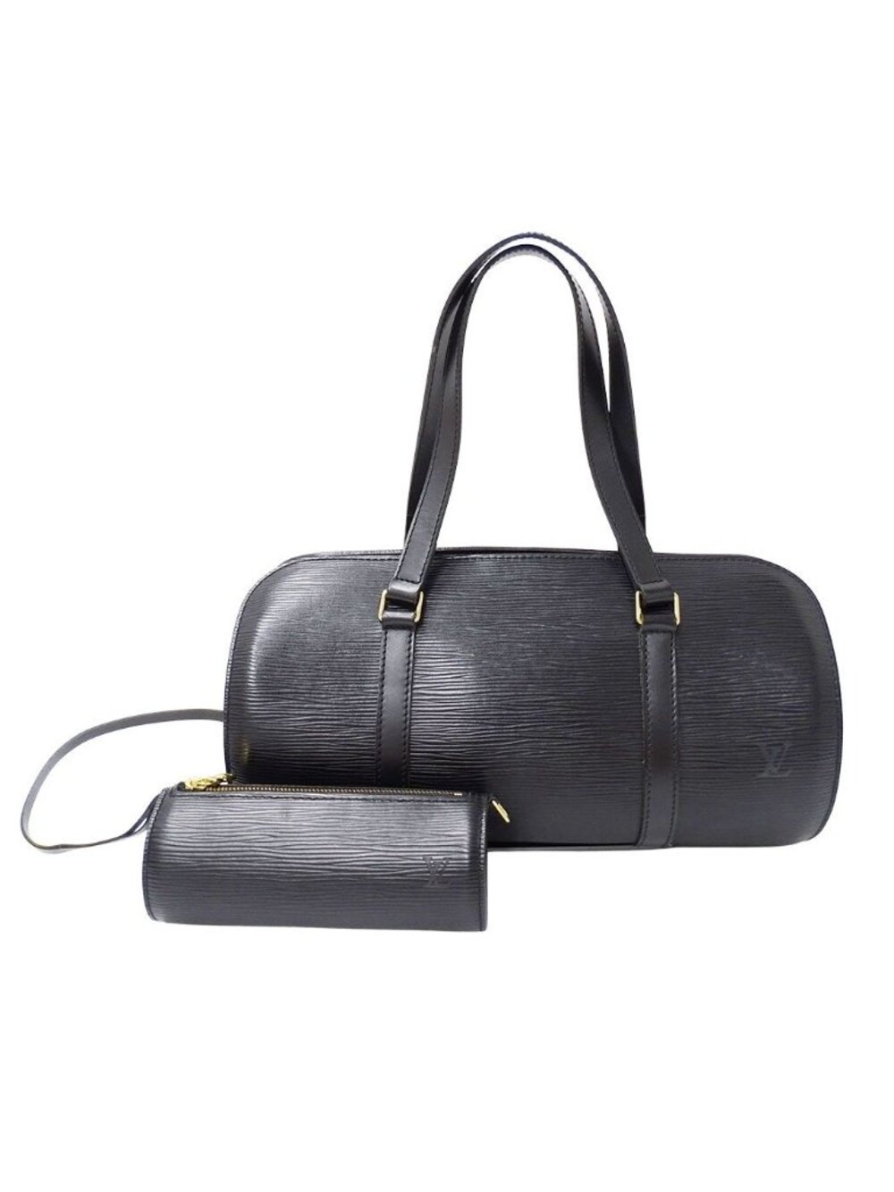 Louis Vuitton Bag Handbag Epi Leather Soufflot Noir Black Handle